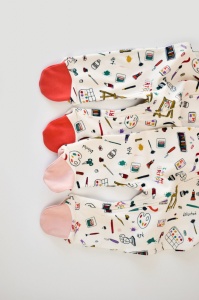 Set 2 salopetele cu maneca lunga si panataloni cu botosei si fermoar - 100%bumbac organic - Portocaliu si Pudra, Baby Cosy