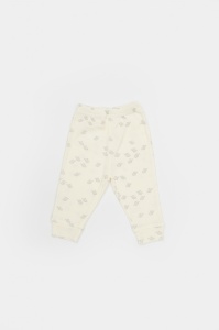 Set 3 piese:bluza, pantaloni si caciulita Printed, BabyCosy, 50% modal+50% bumbac, Ecru