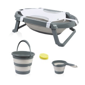 Set cadita pliabila de baie Babyjem, 5 piese, antracit