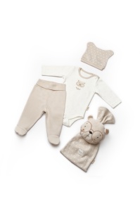 Set cadou nou nascut 5 piese, TeddyBear, BabyCosy, marime 0-3 luni