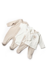 Set de 10 piese pentru nou nascut, 100% bumbac organic, TeddyBear, BabyCosy