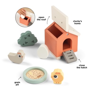 Set de joaca din lemn Tiny Farm Done by Deer Clucky Multicolor - Img 2