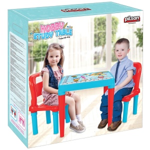 Set Masuta cu 2 scaune pentru copii Pilsan Hobby Study Table blue - Img 2