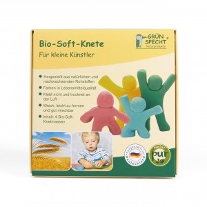 Set Plastilina organica, pentru copii, 2 ani+, la tub, 4 culori, moale, nelipicioasa, usor de modelat, Grunspecht 680-00 - Img 1