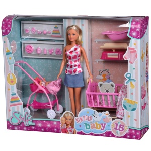Set Simba Steffi Love New Born Baby Set papusa 29 cm, 1 bebelus si accesorii - Img 8