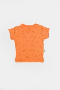 Set tricou cu pantaloni Printed, portocaliu, BabyCosy, 50%bumbac+50% modal