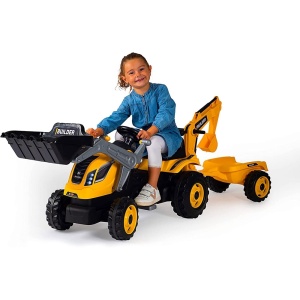Tractor cu pedale si remorca Smoby Builder Max galben - Img 5