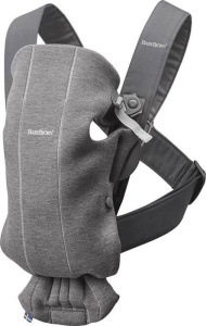 BabyBjorn - Marsupiu anatomic Mini, cu pozitii multiple de purtare, Dark Grey, 3D Jersey