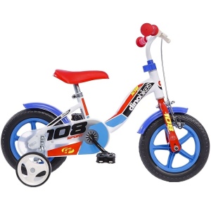 Bicicleta copii Dino Bikes 10' 108 Sport alb si albastru cu frana - Img 1