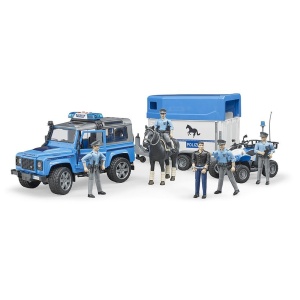Bruder - Masina De Politie Land Rover Defender Cu Remorca, Politist Si Cal - Img 2