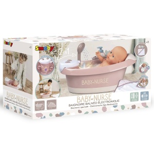 Cadita pentru papusa Smoby Baby Nurse Baleno Bath roz cu accesorii - Img 12