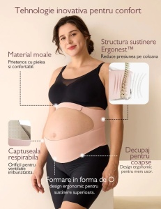 Centura gravide Momcozy pentru sustinerea greutatii abdominale Black XL - Img 3