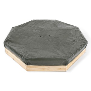Cutie hexagonala din lemn pentru nisip Giant 150x150 cm, cu bancute si prelata - Img 2