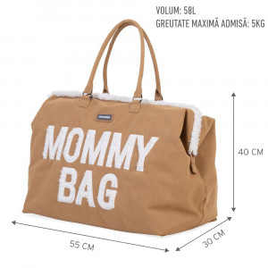 Geanta de infasat Childhome Mommy Bag, aspect piele intoarsa Bej - Img 4