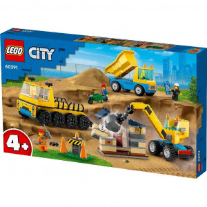 LEGO CITY CAMIOANE DE CONSTRUCTIE SI MACARA CU BILA PENTRU DEMOLARI 60391 - Img 5