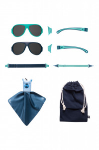 Ochelari de soare pentru copii MOKKI Click & Change, protectie UV, bleu, 2-5 ani, set 2 perechi