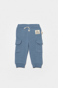 Pantaloni cu buzunare laterale, Two thread, 100%bumbac organic - Indigo, BabyCosy