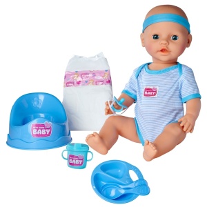 Papusa Simba New Born Baby, Baby Doll 43 cm cu accesorii albastru - Img 2