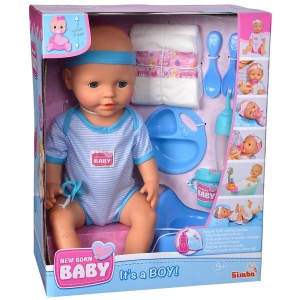Papusa Simba New Born Baby, Baby Doll 43 cm cu accesorii albastru - Img 12