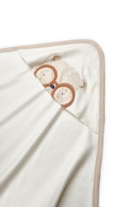 Paturica cu gluga pentru nou nascut, 100% bumbac organic, TeddyBear, BabyCosy