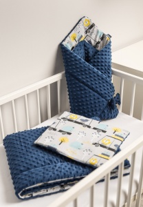 Paturica nou-nascut Sensillo Minky Wrap Zoo Navy Blue 80x80 cm - Img 8