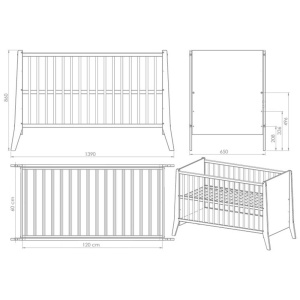 Patut copii din lemn Hubners Cosmo 120x60 cm alb - Img 3