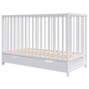 Patut copii din lemn Hubners Dominic 120x60 cm alb cu sertar - Img 1