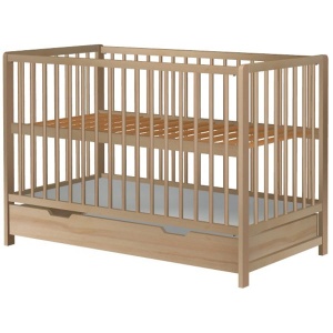 Patut copii din lemn Hubners Dominic 120x60 cm natur cu sertar - Img 2