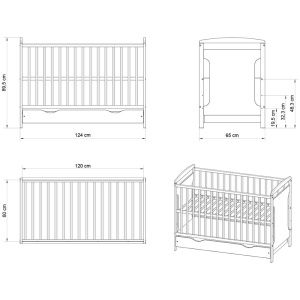 Patut copii din lemn Hubners Karly 120x60 alb cu sertar - Img 3
