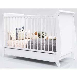 Patut copii din lemn Hubners Mara 120x60 cm alb cu sertar - Img 2