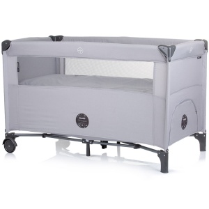 Patut pliabil Chipolino Relax ash grey linen cu laterala culisanta - Img 3