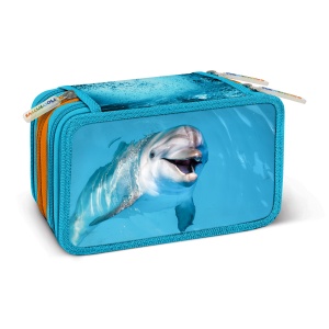 Penar echipat - Animale cu 3 fermoare (18 markere si 18 creioane colorate) - 13 x 20 x 6.5 cm (12 buc/display) - Img 5