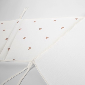 Protectie patut Childhome Jerse Muselina 35x170 cm, Inimioare - Img 3