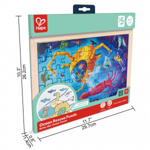 Puzzle din lemn 2 in 1 - Salvarea Oceanului (50 piese), cu fata dubla si activitate colorare - Img 5
