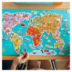Puzzle magnetic - Harta lumii (136 piese)