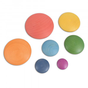 Rainbow Wooden Buttons, discuri din lemn, TickiT - Img 4