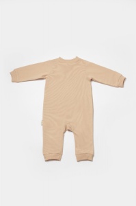 Salopeta cu fermoar, Two thread, BabyCosy, 100% bumbac organic, Stone