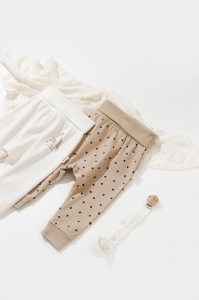 Set 2 pantaloni bebe unisex Girafa, Baby Cosy, 100% bumbac organic