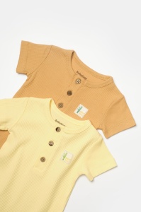 Set 2 salopete scurte Bamboo, galben, BabyCosy, 50%bumbac+50% bambus