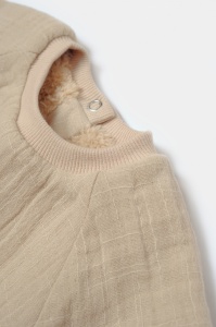 Set bluza cu buzunar si pantaloni Ursulet, Winter muselin, 100% bumbac dublat - Apricot, BabyCosy
