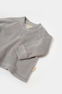 Set bluzita si pantaloni Elefant, 80%bumbac organic si 20% poliester - Gri, BabyCosy