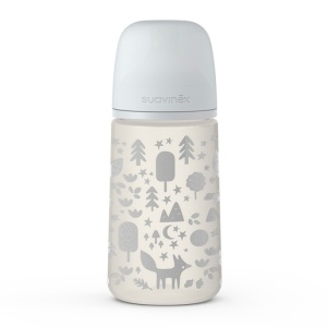 Set Cadou biberon 150 ml +  biberon 270 ml + suzetă + lănțișor suzetă Fox, Suavinex
