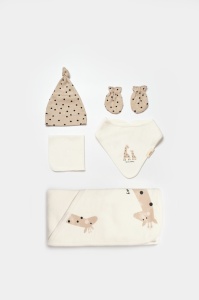 Set de 10 piese pentru nou nascut, 100% bumbac organic, Giraffe, BabyCosy