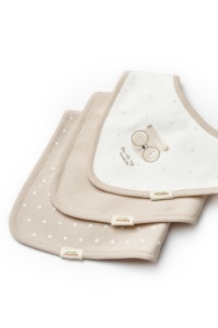 Set de 3 bavete pentru nou nascut, 100% bumbac organic, TeddyBear, BabyCosy