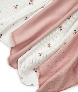 Set de 7 batistute din bumbac pentru bebelusi, BabyCosy, 25cmX25cm, roz