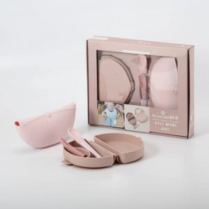 Set diversificare hrana bebelusi Miniware Sili Mini GO, 100% din materiale naturale biodegradabile, 3 piese, Pink Antioxidant