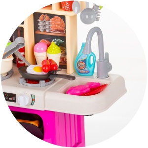 Set jucarie Chipolino Kitchen 87 cm cu sistem de curgere apa, lumini, sunete si 63 accesorii - Img 8