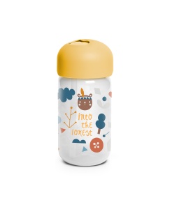 Sticlă de apă cu pai inclus, 340 ml, galben, Forest, Suavinex - Img 2