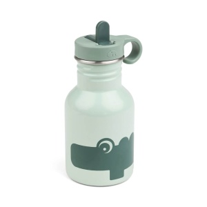 Sticla metalica cu pai Done by Deer Croco Green 350 ml - Img 1