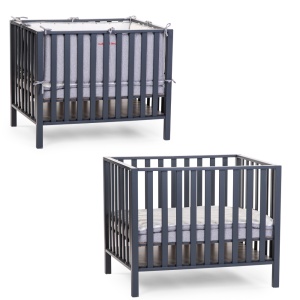 Tarc Childhome 94 cu roti 75x95 cm Lemn, Antracit - Img 2